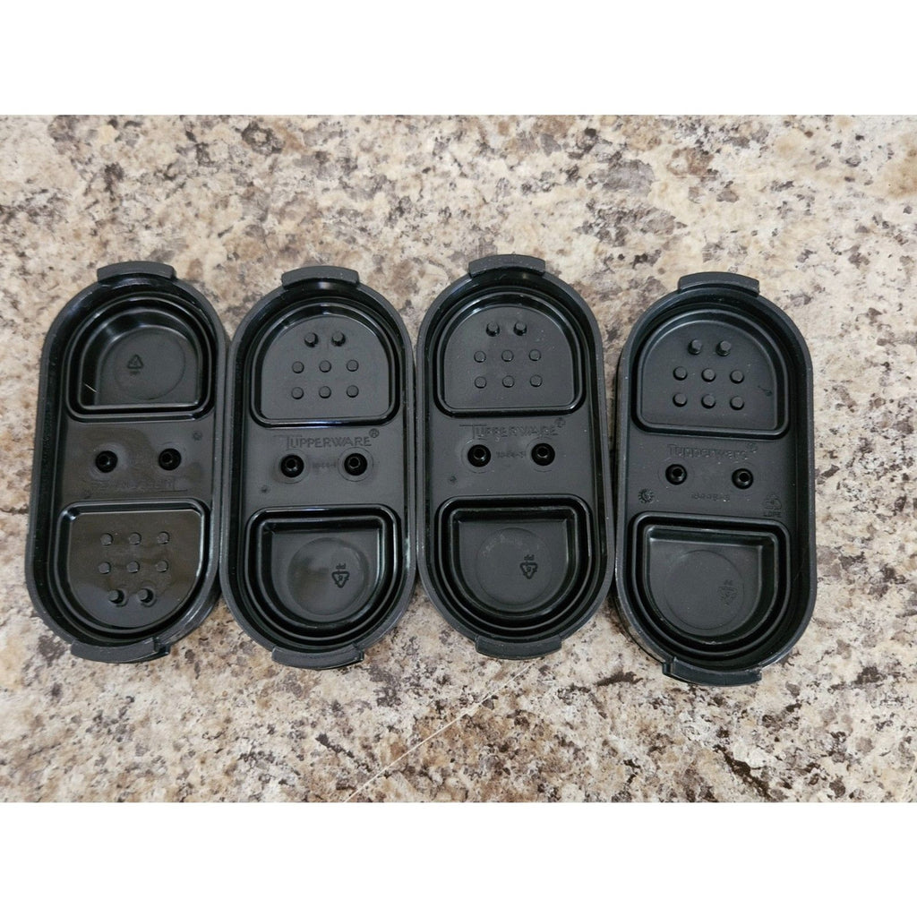 Tupperware Large Spice Shakers Set Of 4 With Black Lids EUC