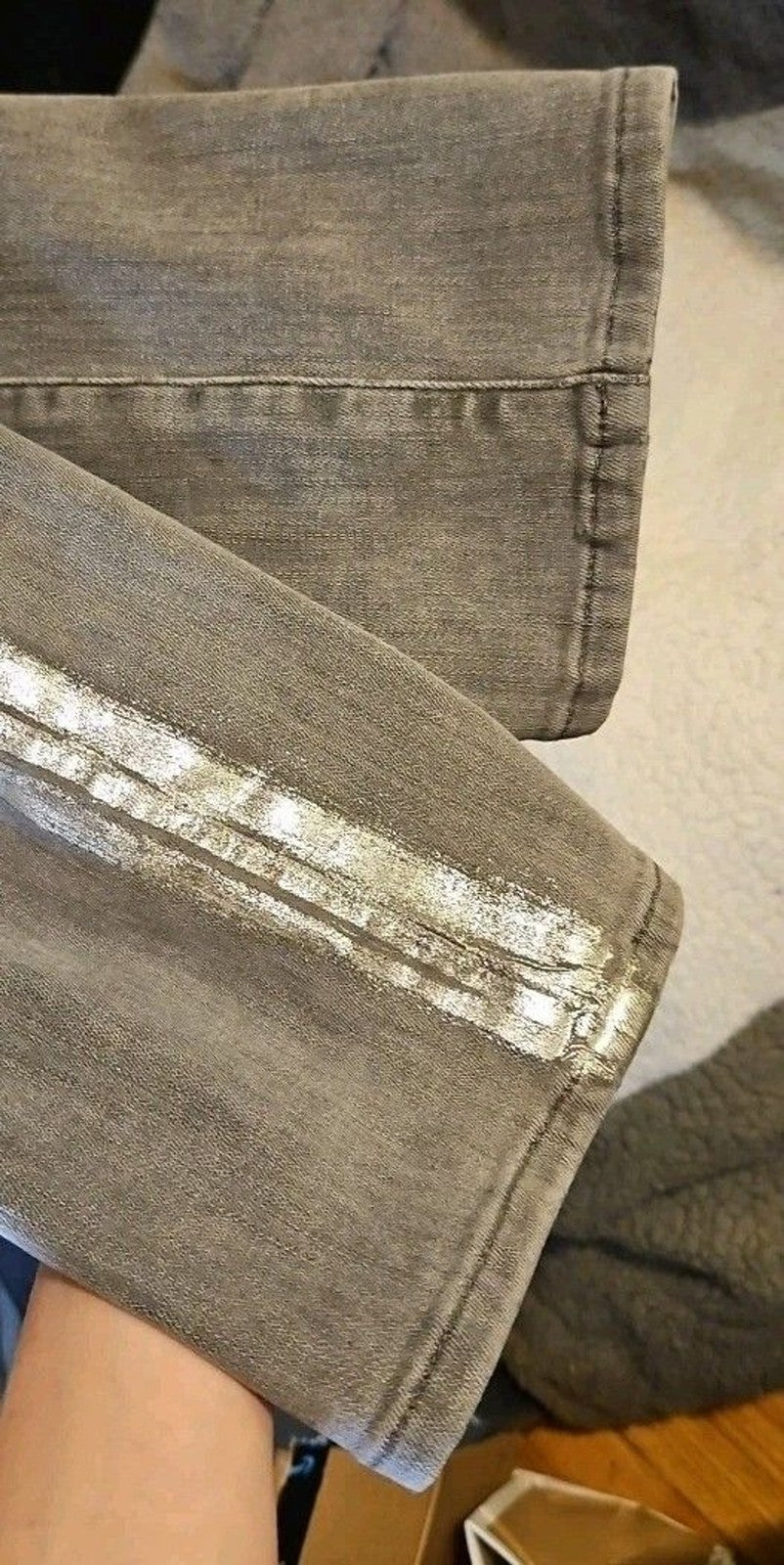 Frame Le High Straight Field Foil Tux Gray Womens Ankle Jeans Sz 25