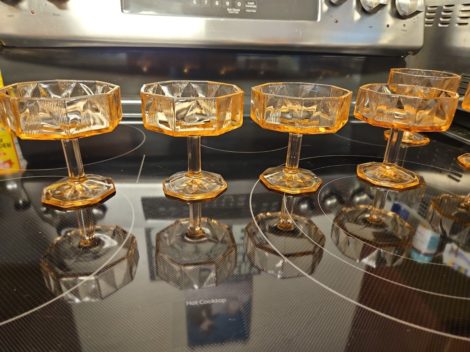 Set of 8 Vintage McKee "Tricia" Pink Depression Glass Art Deco Octagon Coupes