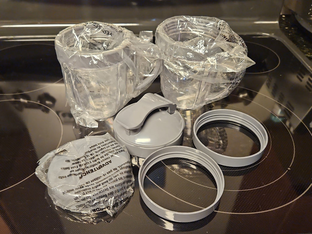 New 6pc NutriBullet Deluxe Upgrade Parts Kit Replacement Cups, Lids, Rings