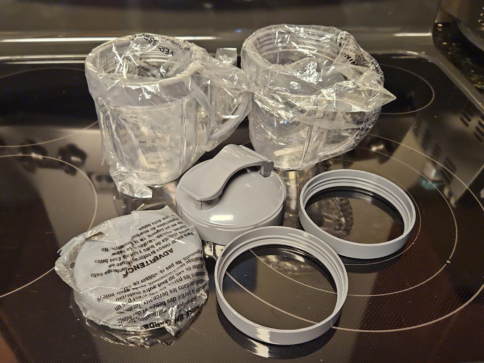 New 6pc NutriBullet Deluxe Upgrade Parts Kit Replacement Cups, Lids, Rings