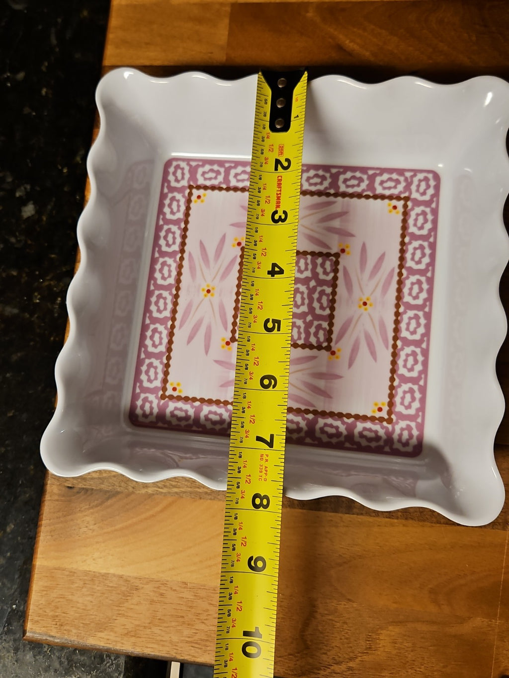 Set of 2 Temptations By Tara Old World Lilac Melamine Square Ruffled Dishes