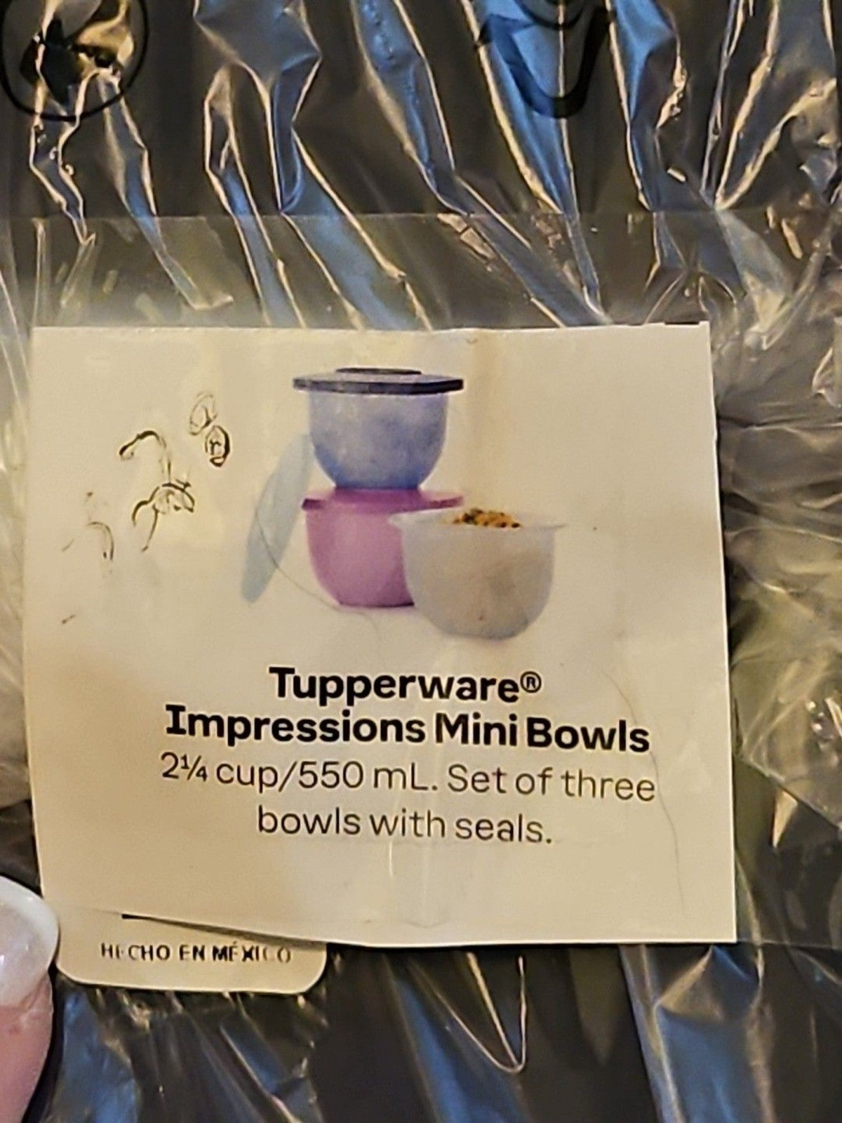 Tupperware Impressions Mini Bowl 2.25 Cup Pastel Set Of 3 With Lids 3621 NIP
