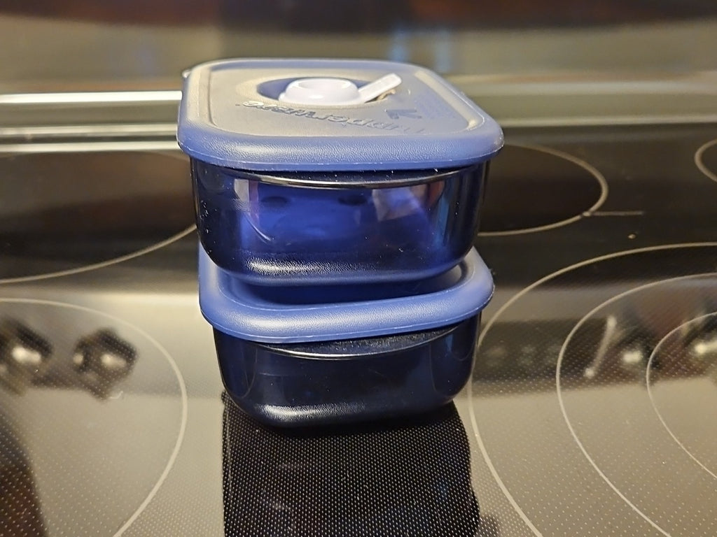 Set Of 2 Tupperware 1 Cup Vent & Serve 3387A Indigo Blue Containers with Lids