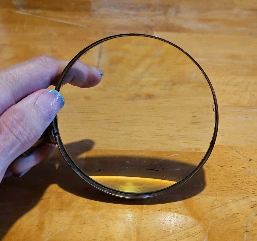 Vintage Magnifying Glass Brass With Leather Wrapped Handle 10" No Cracks!