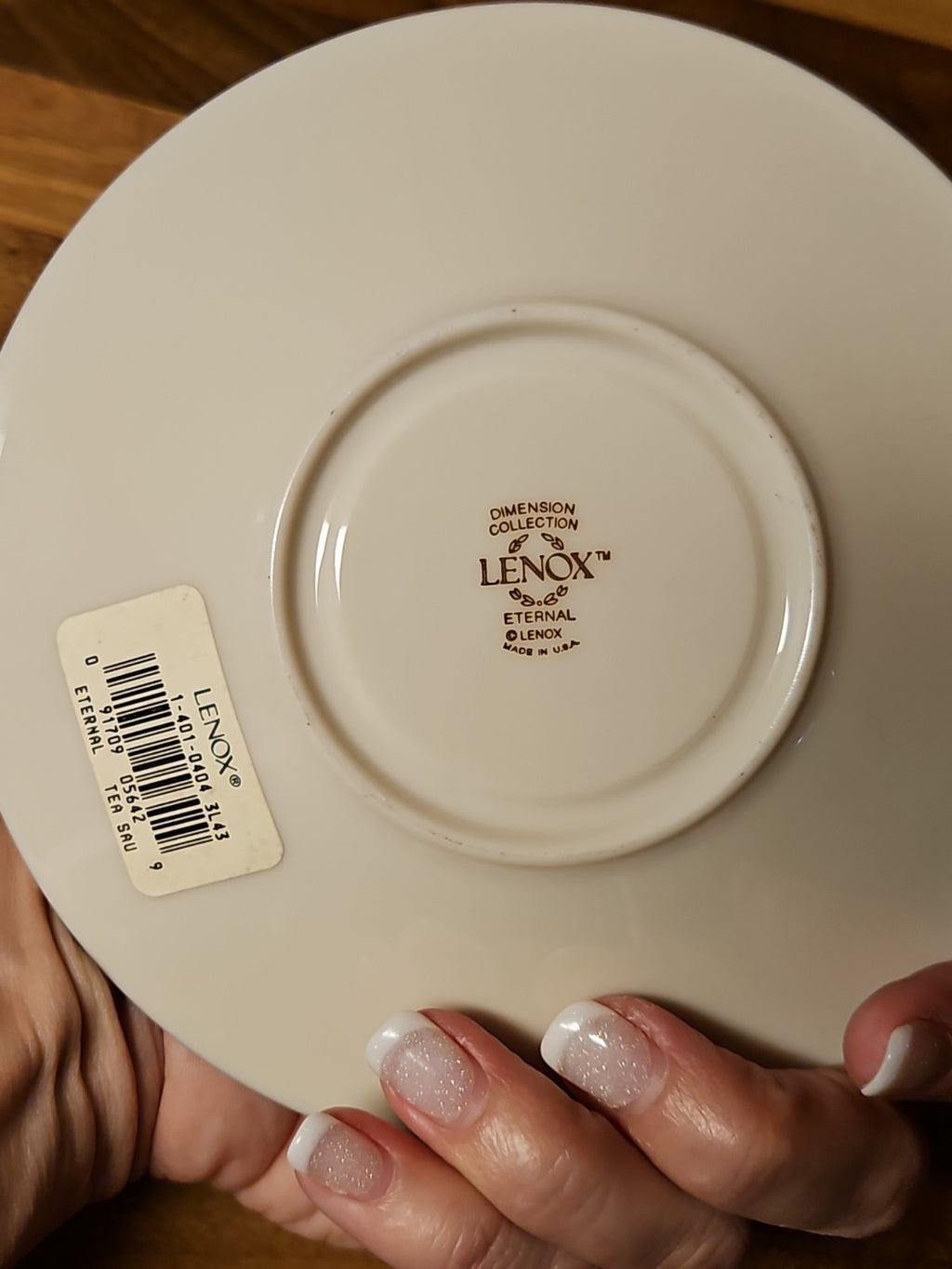 Vintage Lenox Eternal Dimension Cup Saucer Set Ivory Gold Rim NWT