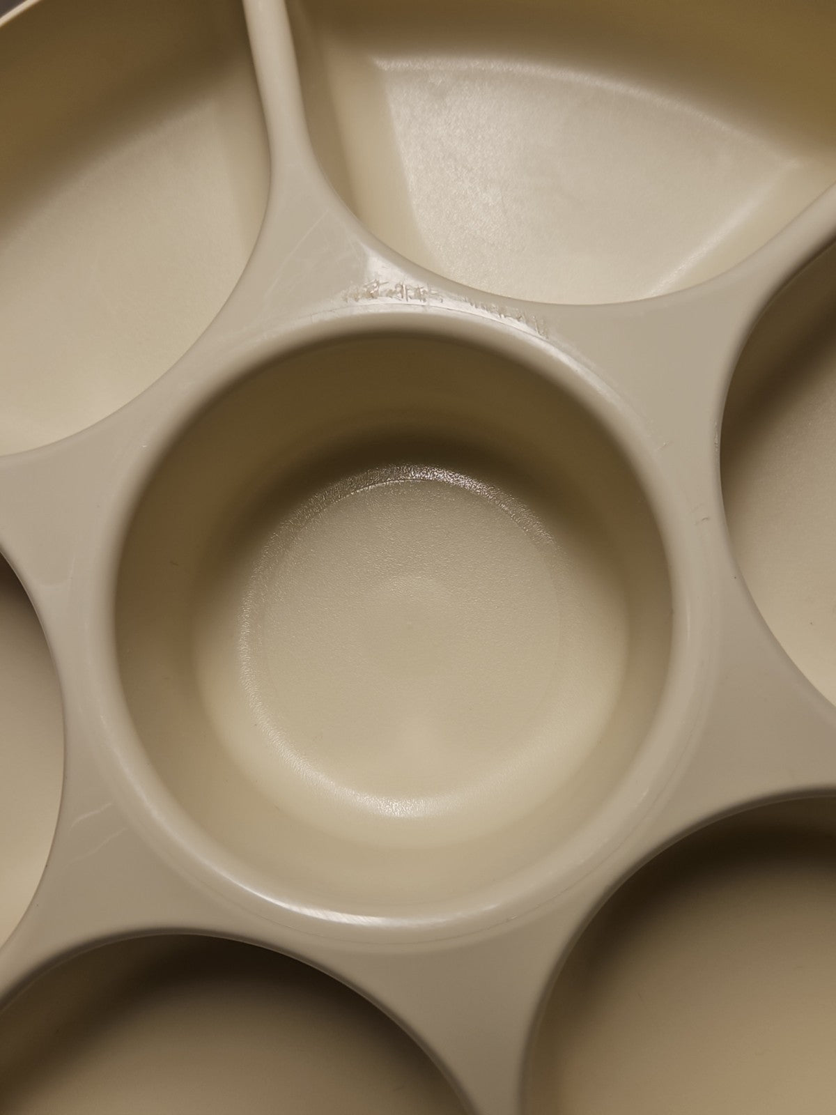 Tupperware Divided Serving Tray 1665-3 Almond With Lid & Dip Bowl 2 pc set