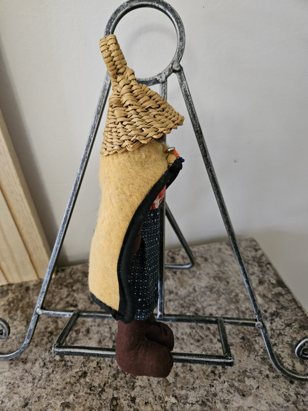 Vintage South African Lesotho Basotho Doll 9" Handcrafted Fabric EUC