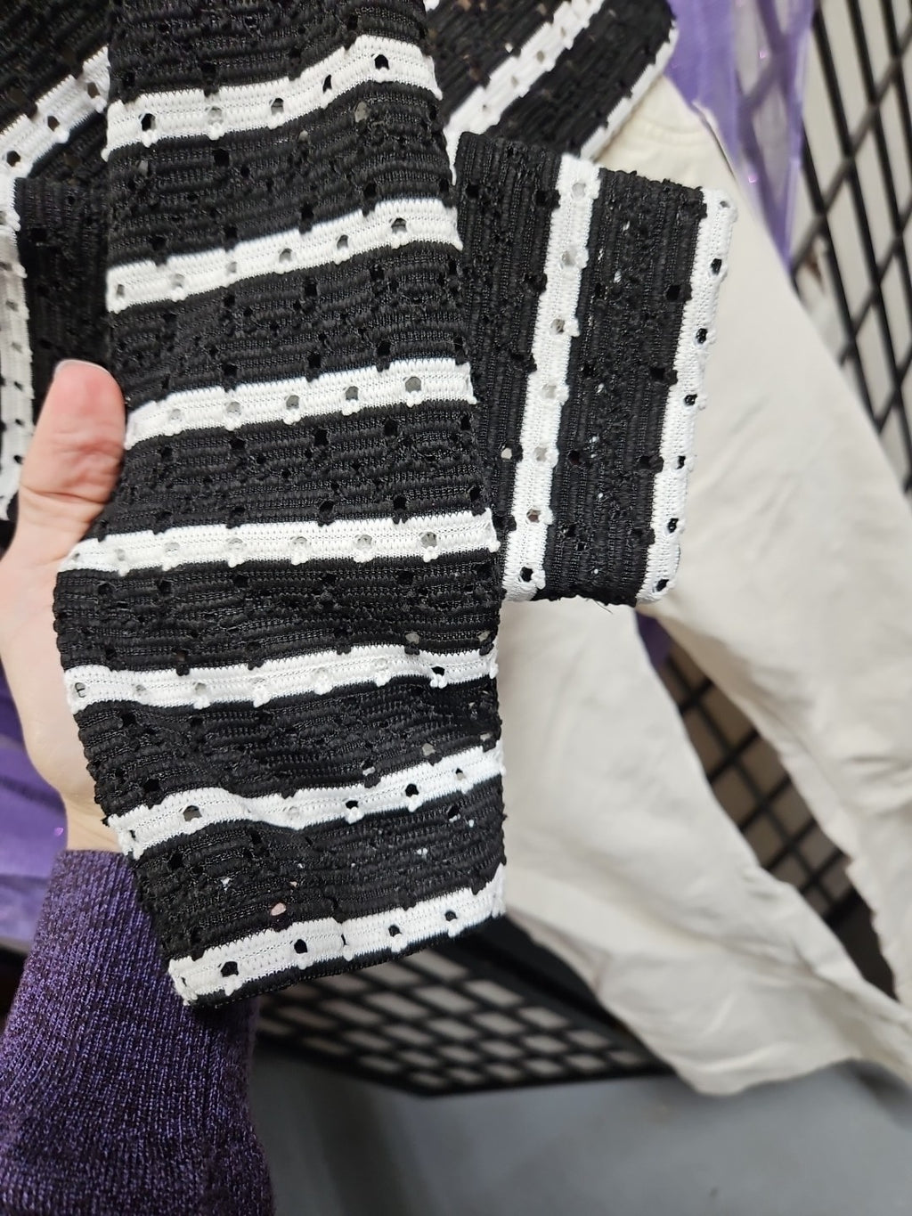 H&M Divided Button Front Black & White Striped Light Weight Cardigan, Size S