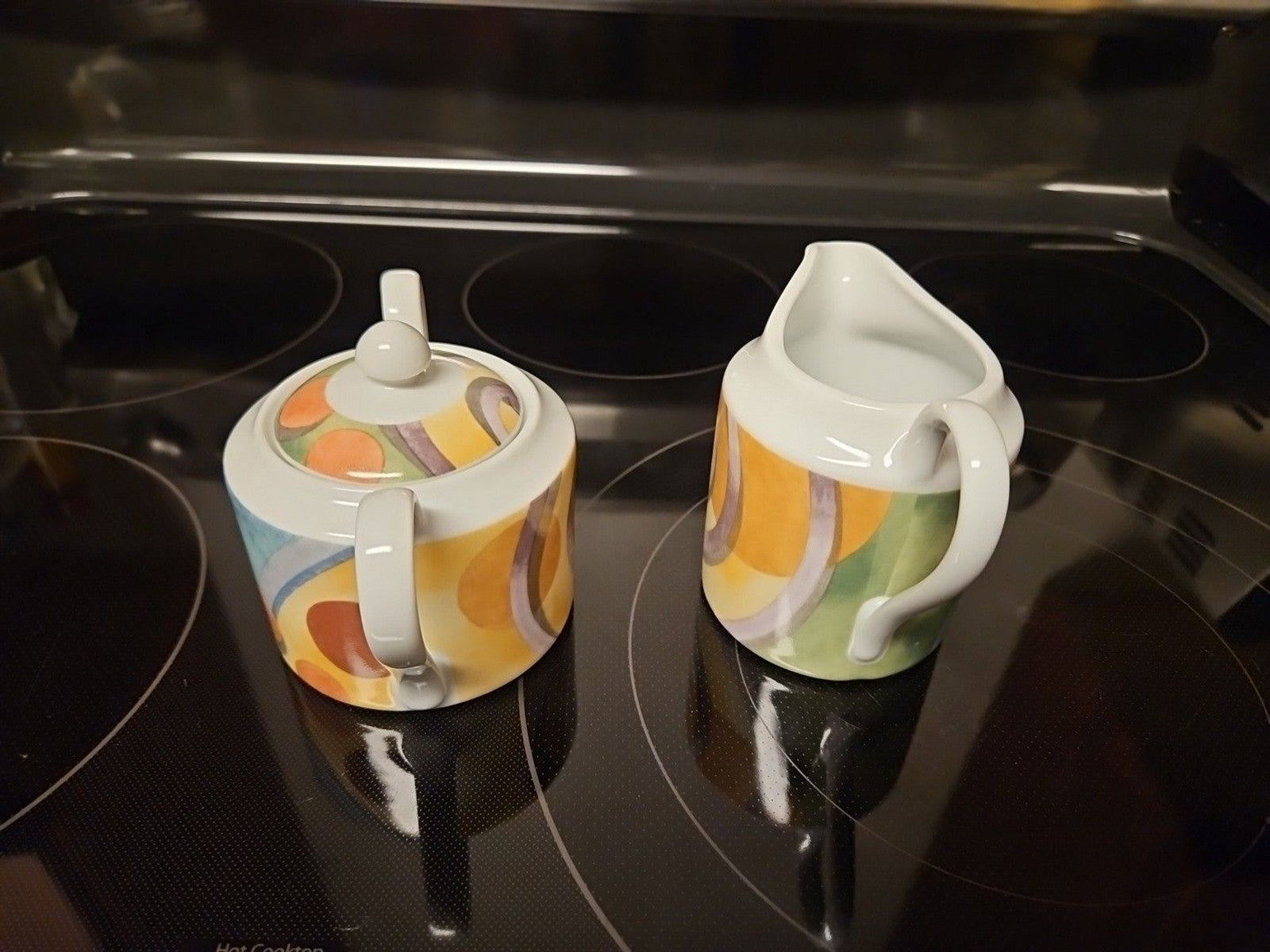 222 Fifth Fine China Europa Pattern Sugar and Creamer Set