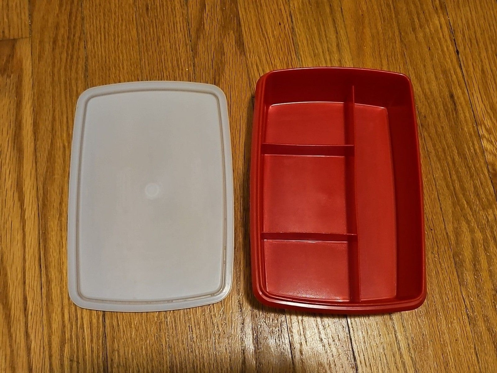 Tupperware Tuppercraft Stow N Go Red Divided Container &  Lid - No Insert 767-3