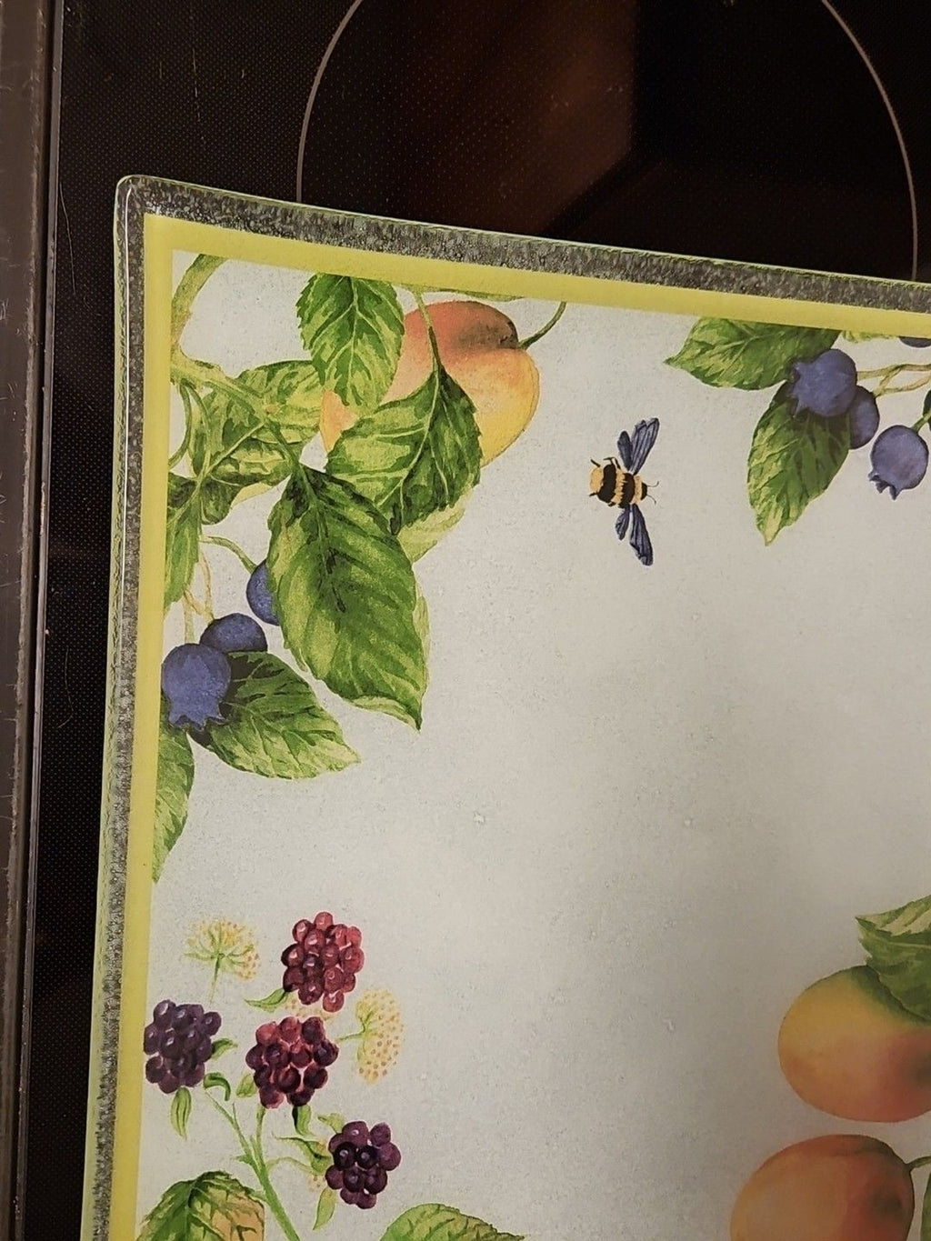 Gorham Fall Orchard Fused Art Glass 13.75" Square Serving Platter - Beautiful!