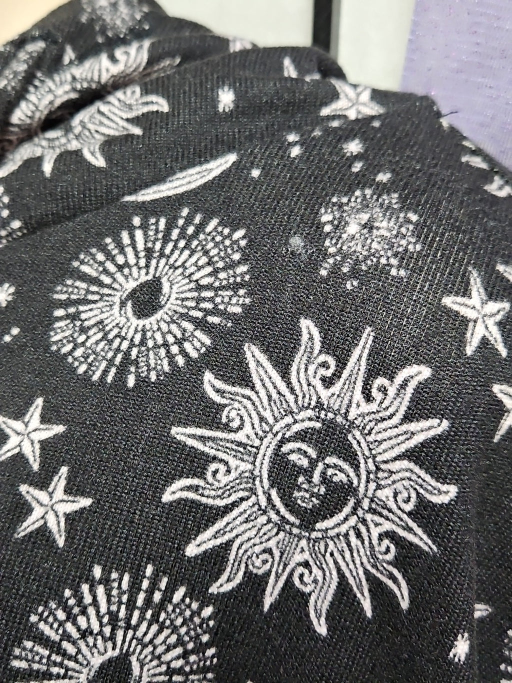 Midnight Bakery Women's Celestial Sun Moon & Stars Hacci Hoodie Size Small Black