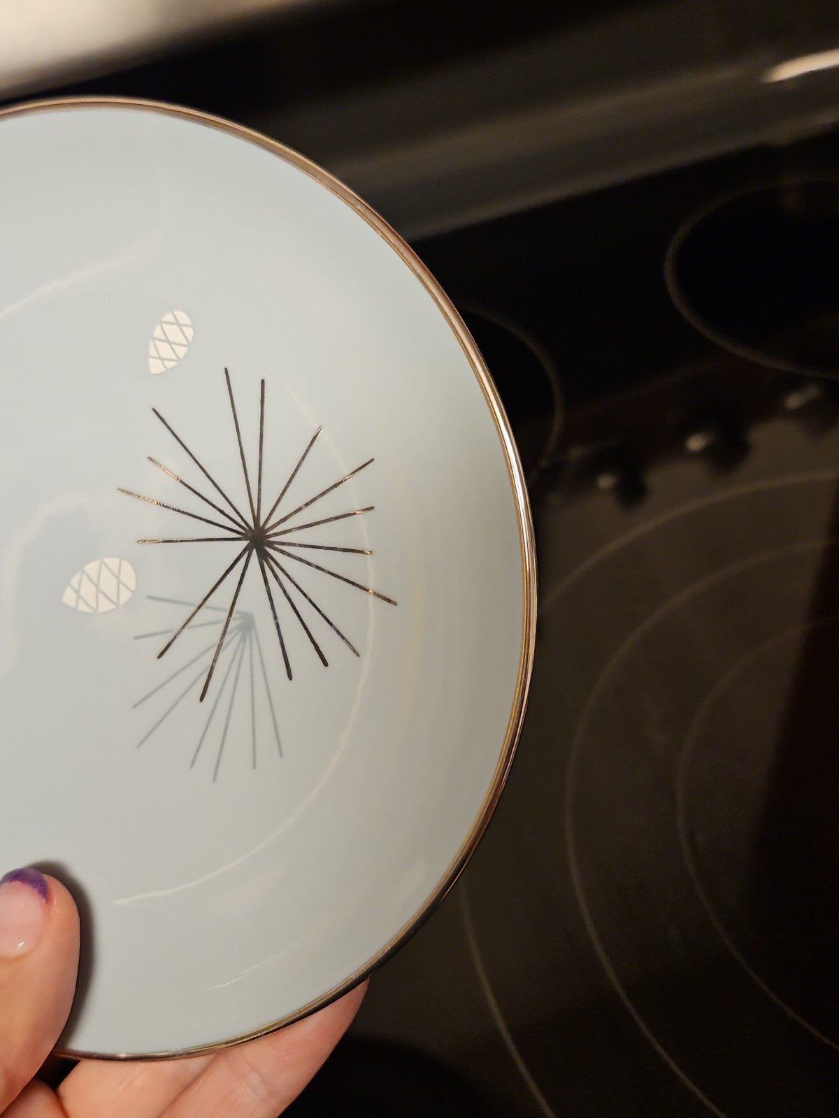 Vintage MCM Franciscan Silver Pine Bread & Butter Plate Near Mint 6 3/8"
