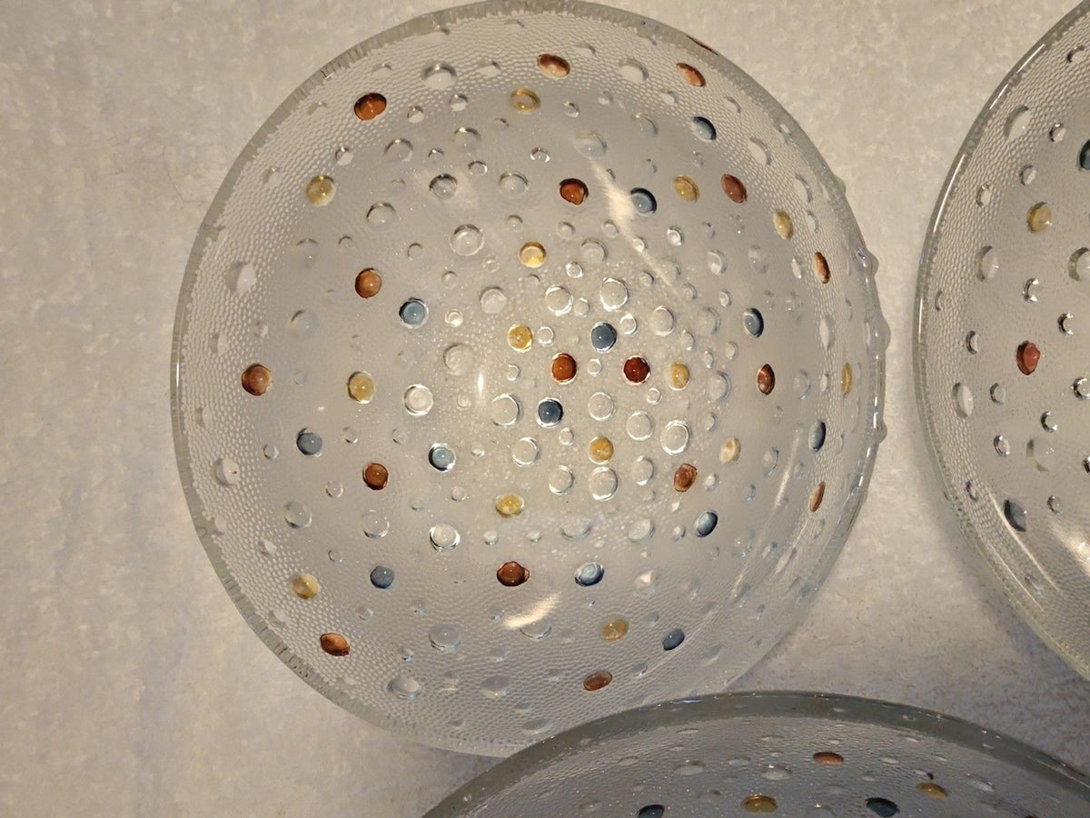 Vintage Dansk Bubble Confetti 10.5" Serving Bowl & Five 7.5" Fruit Bowl Set EUC