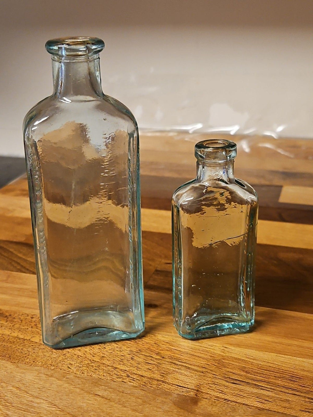 Set Of 2 Antique 3rd Gen 1900's Antique Three In One 3 in 1 Oil Glass Bottles