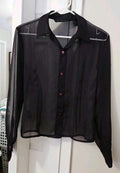 Vintage Express Women’s Sheer Plum Purple Button Up Long Sleeve Shirt Size 5/6