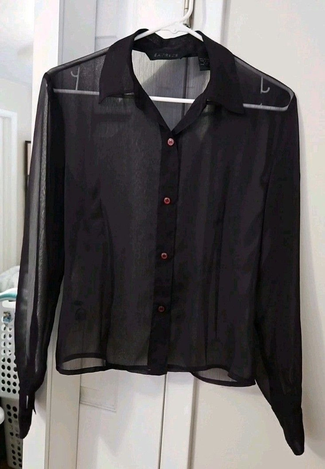Vintage Express Women’s Sheer Plum Purple Button Up Long Sleeve Shirt Size 5/6