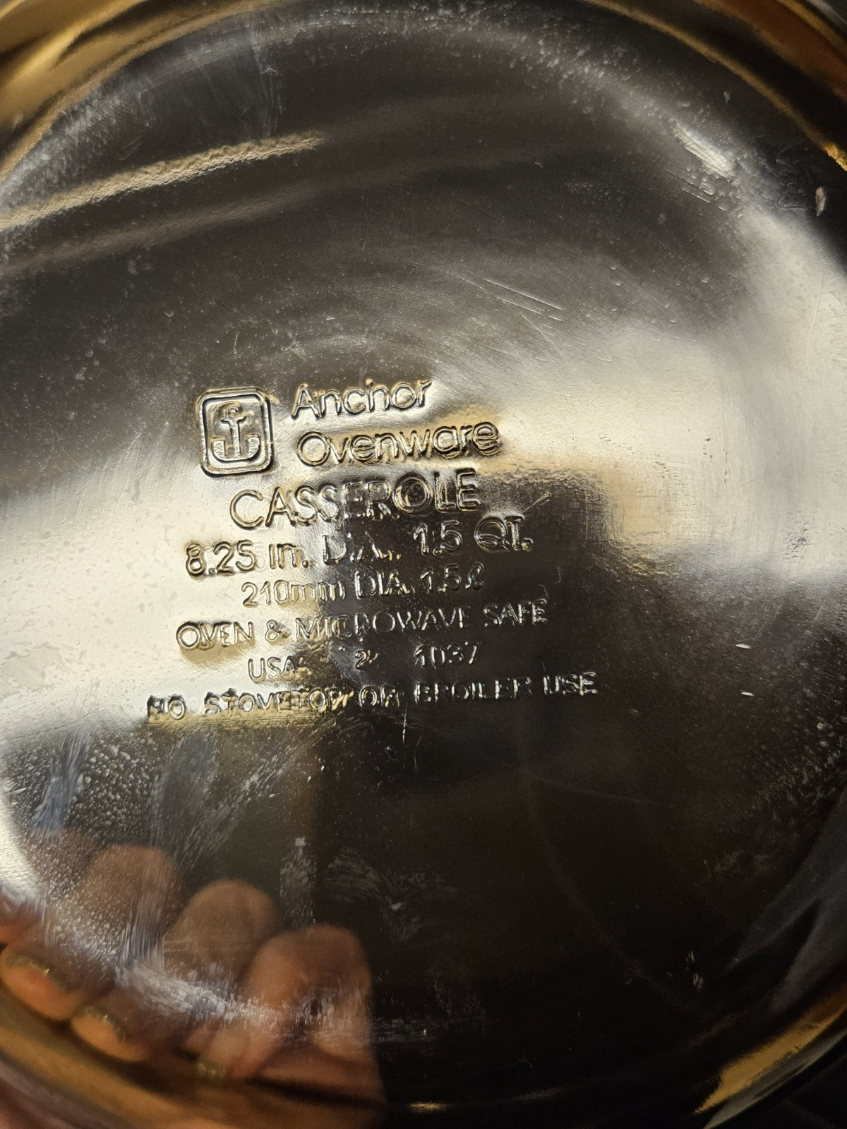 Vintage Anchor Hocking Brown Glass 1.5qt Casserole Dish w/ Lid #1037