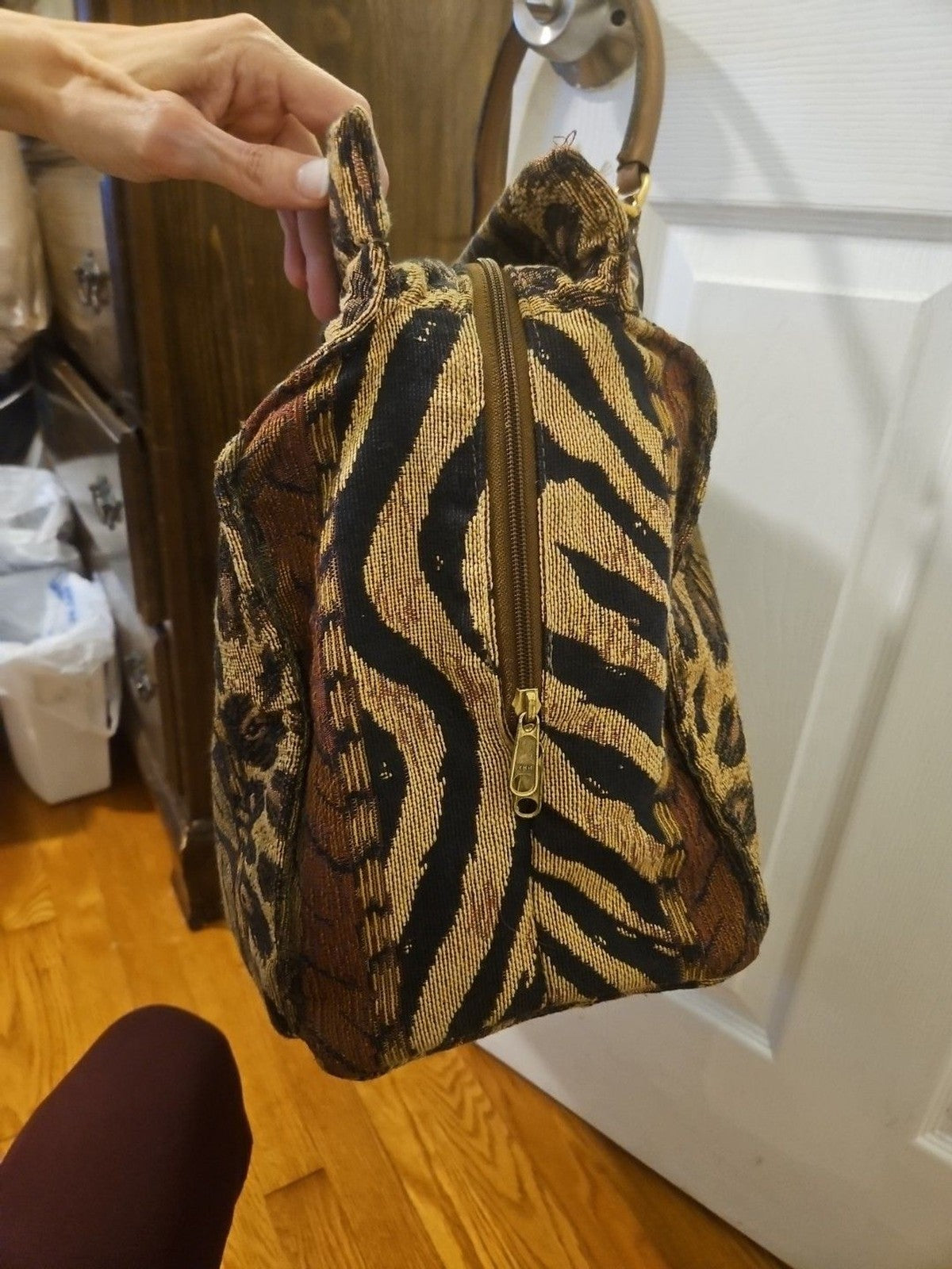 Vintage Gevive By Boyt Animal Print Tapestry Tote Duffle Bag Beautiful Condition