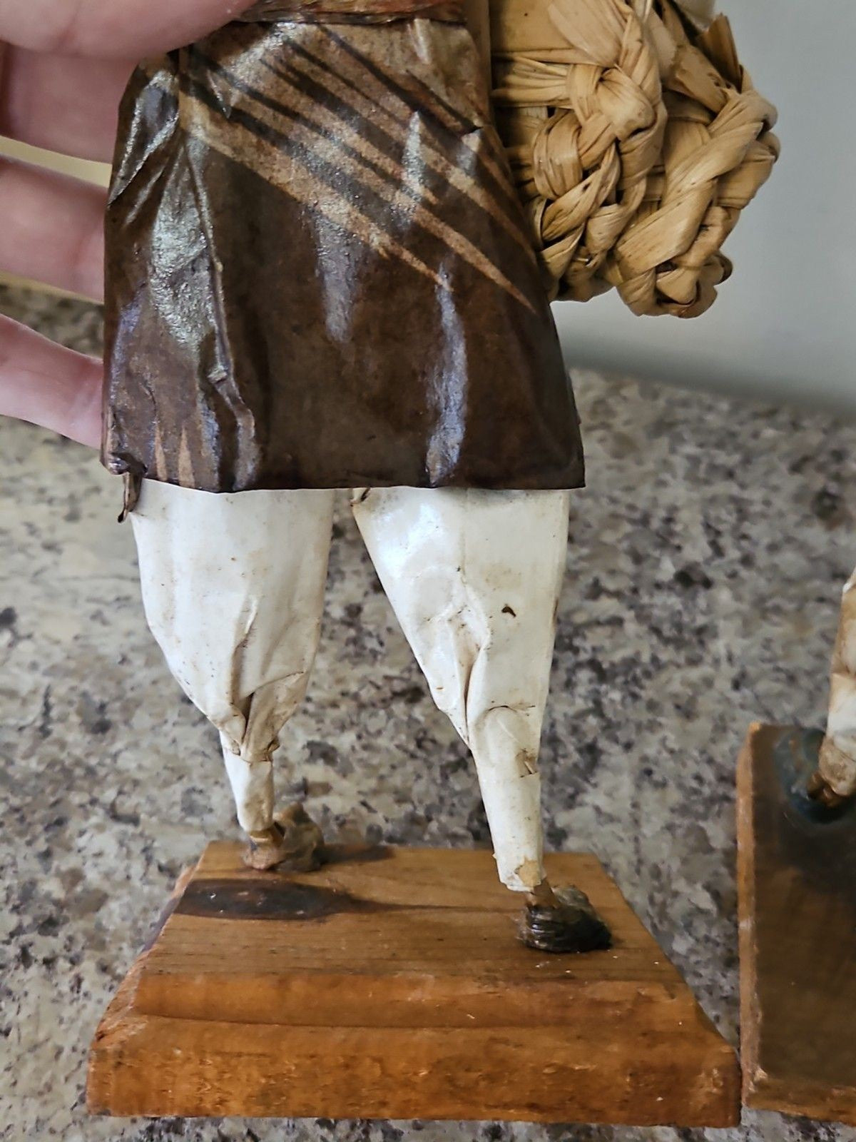 Set of 2 Vintage Paper Mache Mexican Folk Art Sculptures Farmers With Harvest