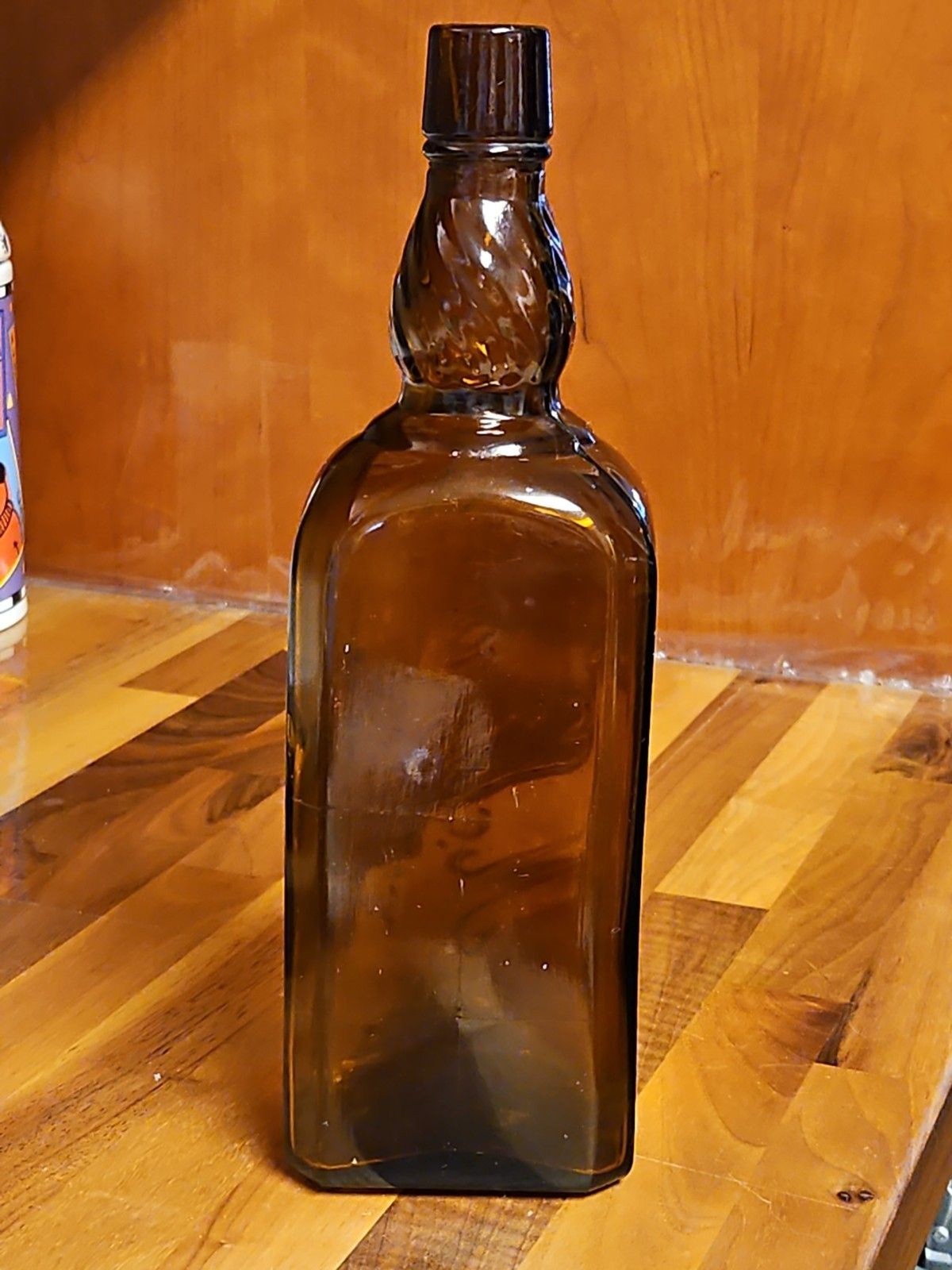 Vintage M. Salzman Co. Purity Above All Brown Amber Hand Blown Whiskey Bottle