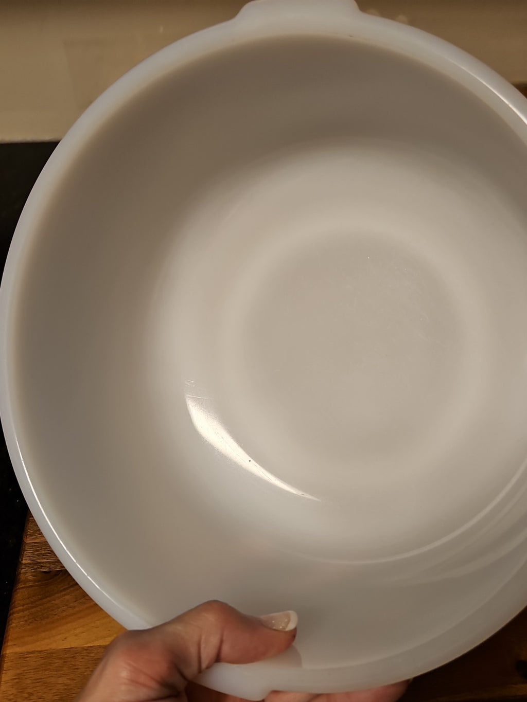 Vintage Glasbake Made for Sunbeam Mixer  19CJ Large White Milk Glass Mixing Bowl