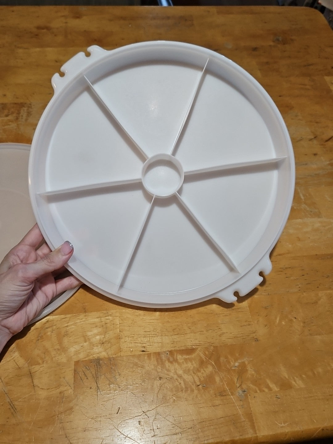 Vintage Tupperware #405 White Divided Tray W/ Sheer Lid 224 - No Handle