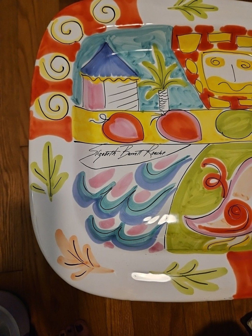 Vintage 1991 Pretense Elizabeth Barrett Roach Hand Painted Platter
