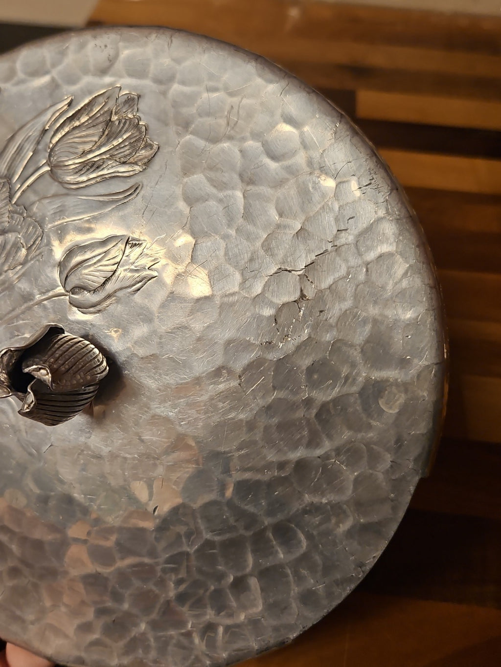 Vintage Rodney Kent Hammered Aluminum Lid Tulip Finial Replacement Topper