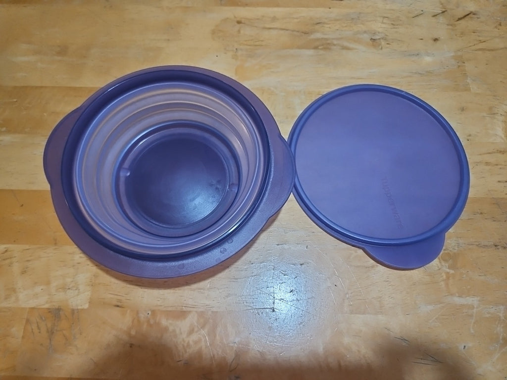 Tupperware 3 Cup Collapsible Purple Bowl 5452A With Lid