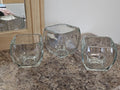 Set Of 3 Clear Glass Curved Tapered Square Candle Holders 3.75" & 4.5"