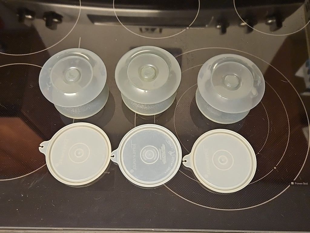 Set Of 3 Vintage Tupperware 754-30 Smoke Grey Pudding Jello Dessert Cups w Lids