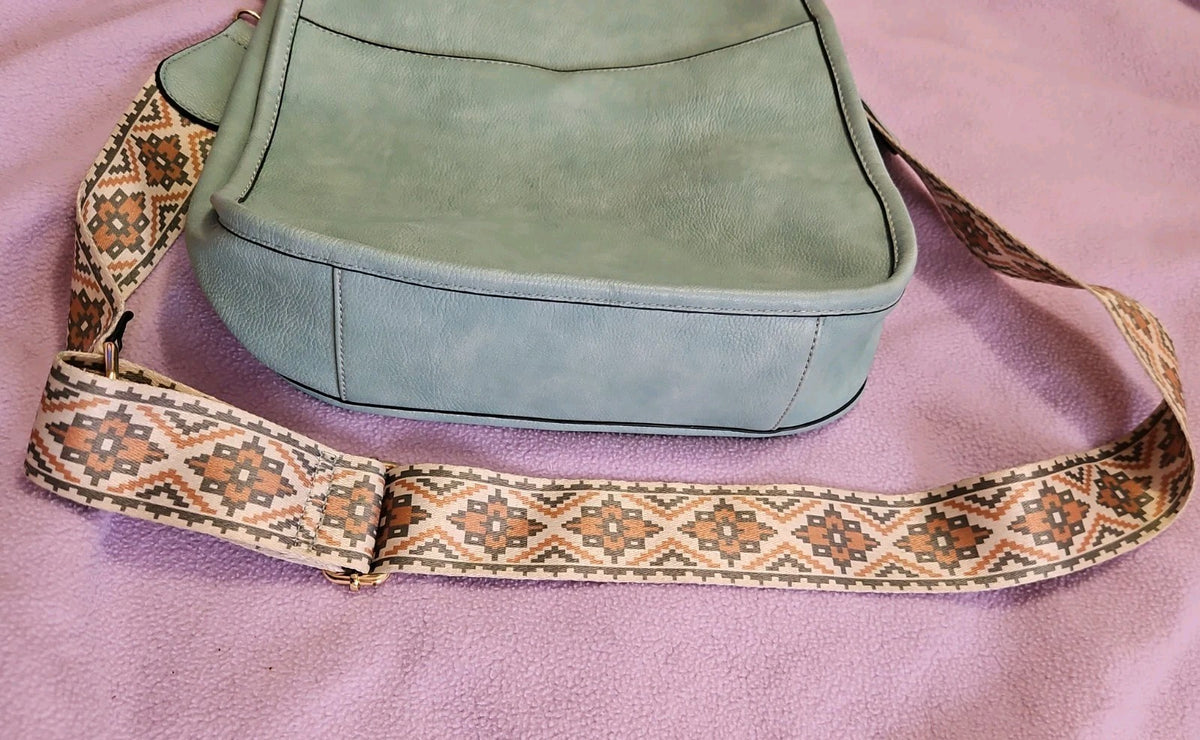 Jen & Co. Chloe Crossbody Shoulder Bag, Vegan Leather Teal Southwest Print Strap