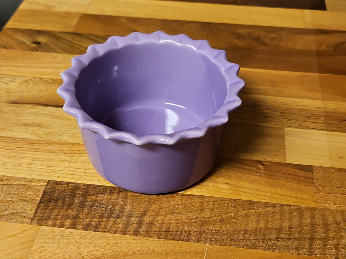 Vintage Chantal 5”x 2.5” Purple Fluted Baking Dish Ruffled Edge 1.5 Cups
