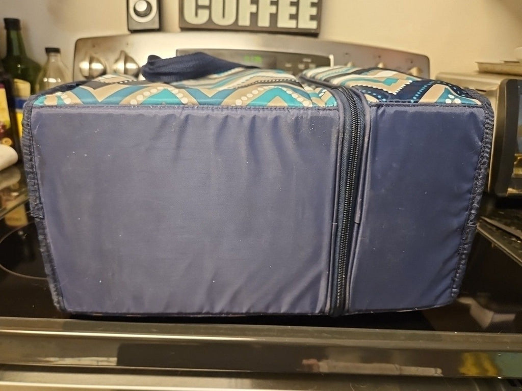 Thirty One Thermal On The Double Set In Teal & Blue Dotty Chevron EUC - Clean!