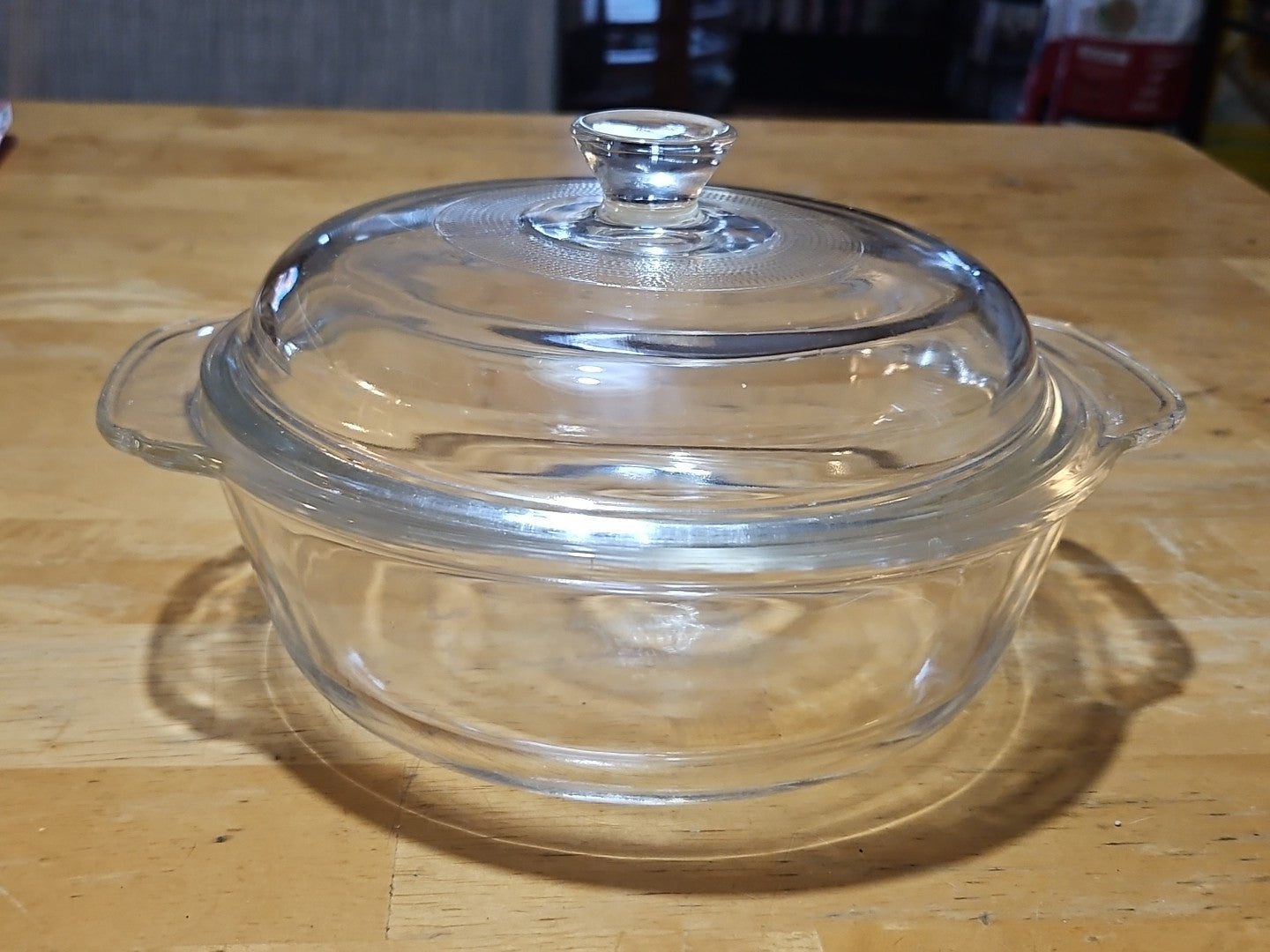 Vintage Fire King 9" Clear Glass Casserole Dish with Lid 1-1/2 Quart 50s 437-408