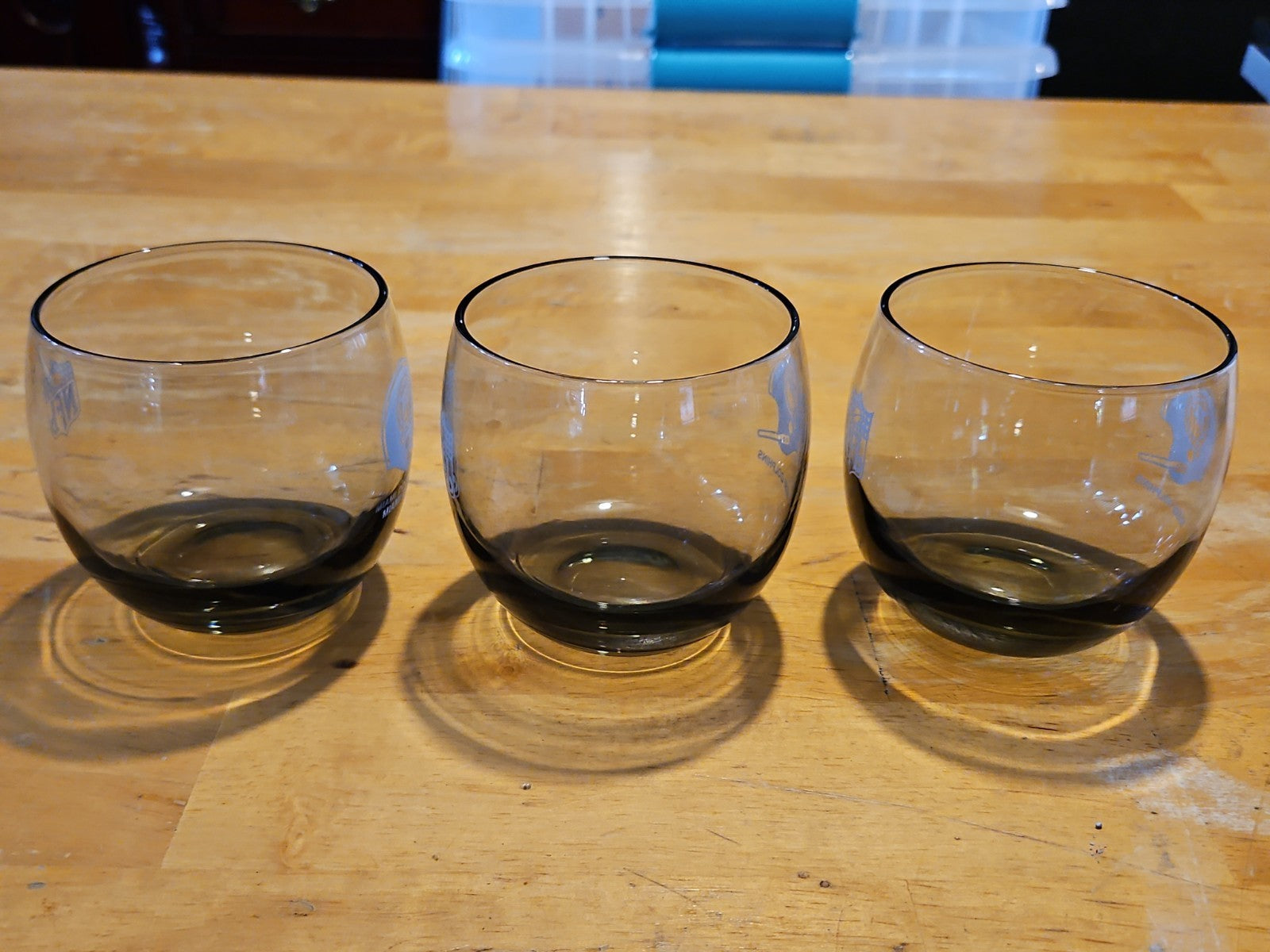 Set Of 6 NFL Miami Dolphins Rolly Polly Rocks Glasses Smoke Color 3.5" X 3"