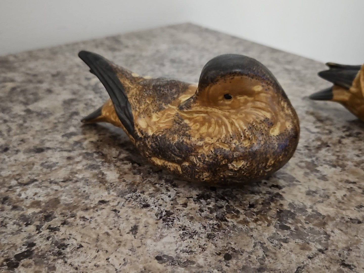 Vintage Andrea by Sadek Brown Black Sitting Doves Birds Ducks Figurines Lot Of 2