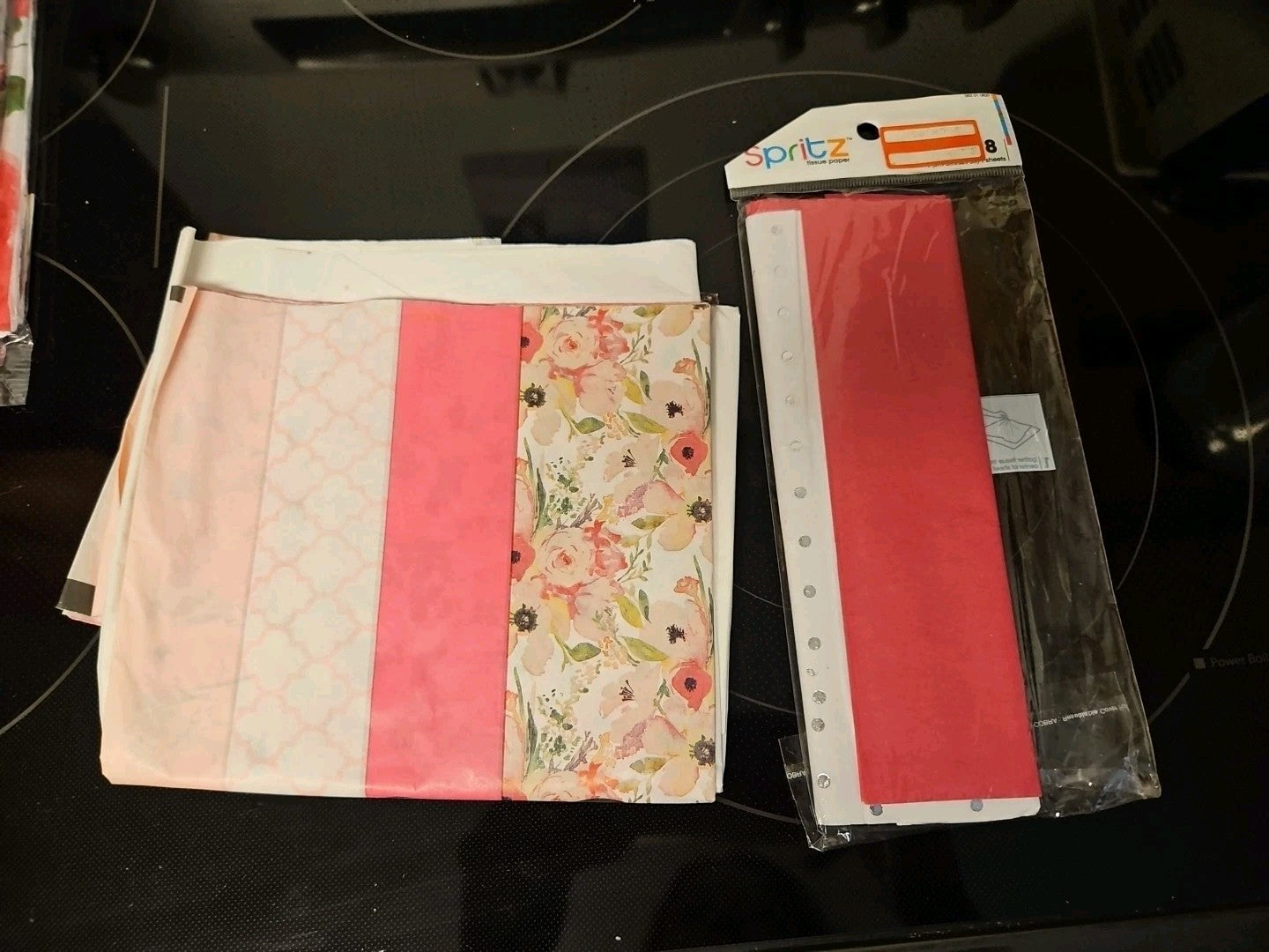 Lot Of 5 Tissue Paper Packs Pretty Pink Girly Chic Floral 3 Brand New & 2 Open