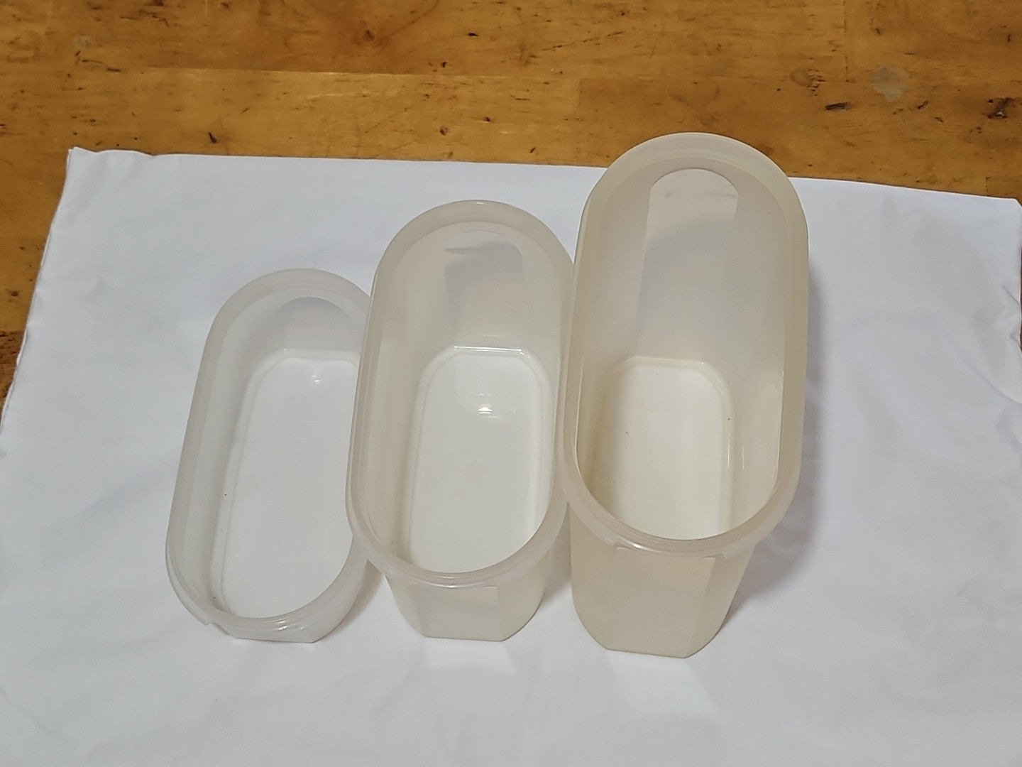 Set of 3 Vintage Tupperware Modular Mates  1613, 1612, 1611 Sz 1,2 & 3 W Red Lid