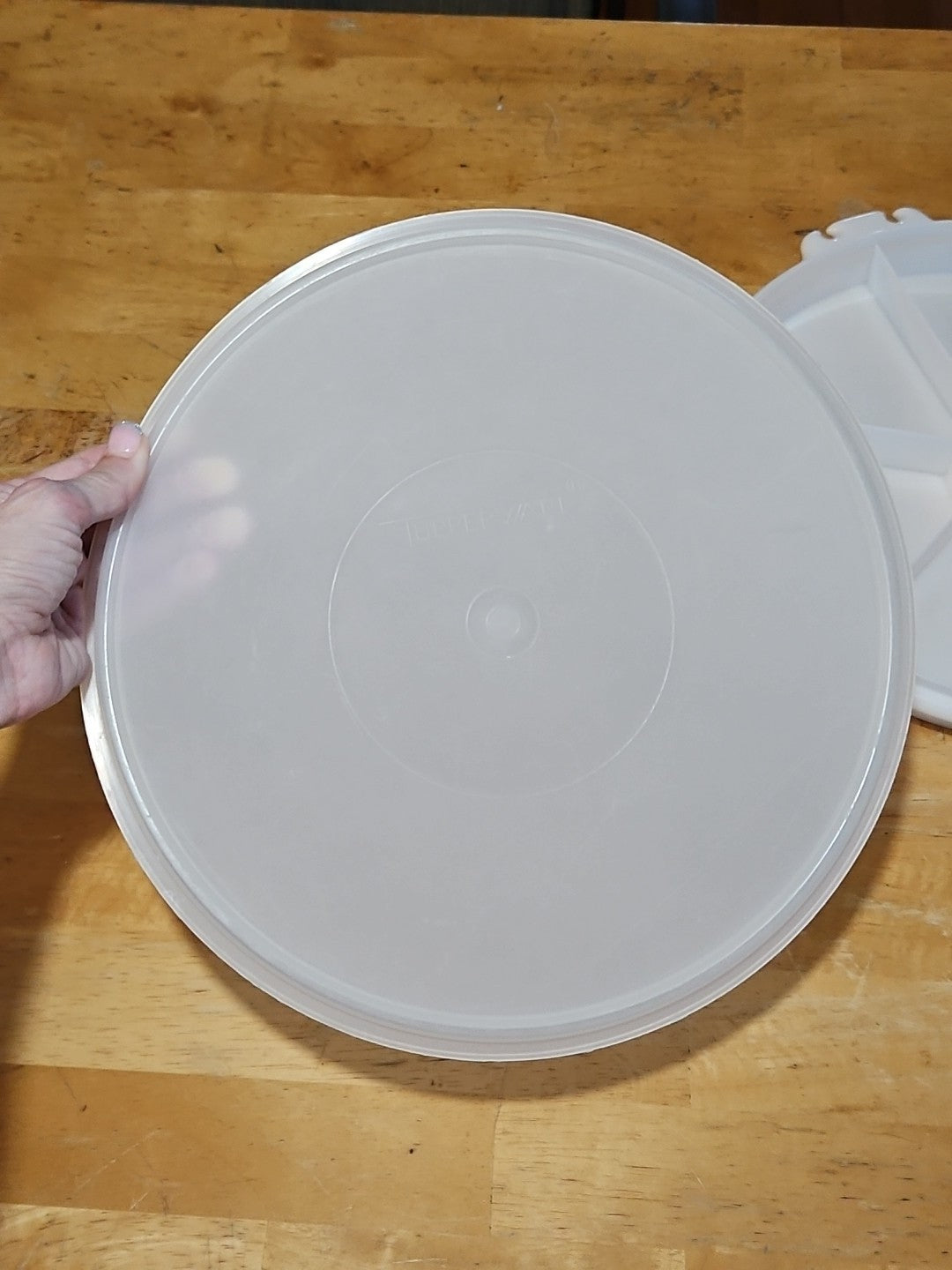 Vintage Tupperware #405 White Divided Tray W/ Sheer Lid 224 - No Handle