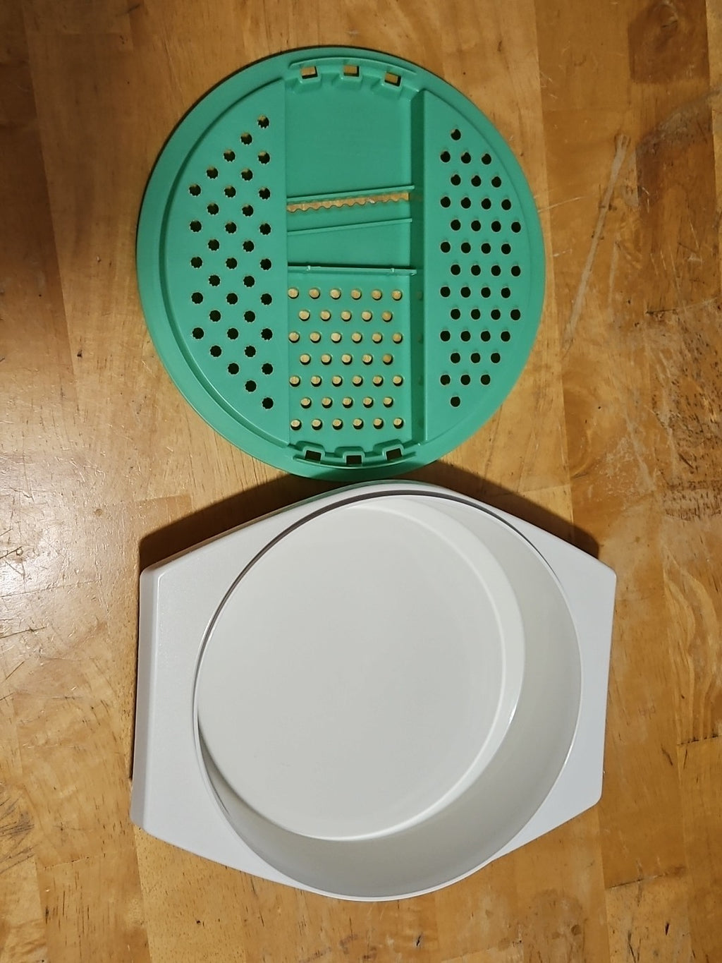 Vintage Tupperware Jadeite Green Cheese Grater W/ Almond Bowl 2 Pc Set - No Lid