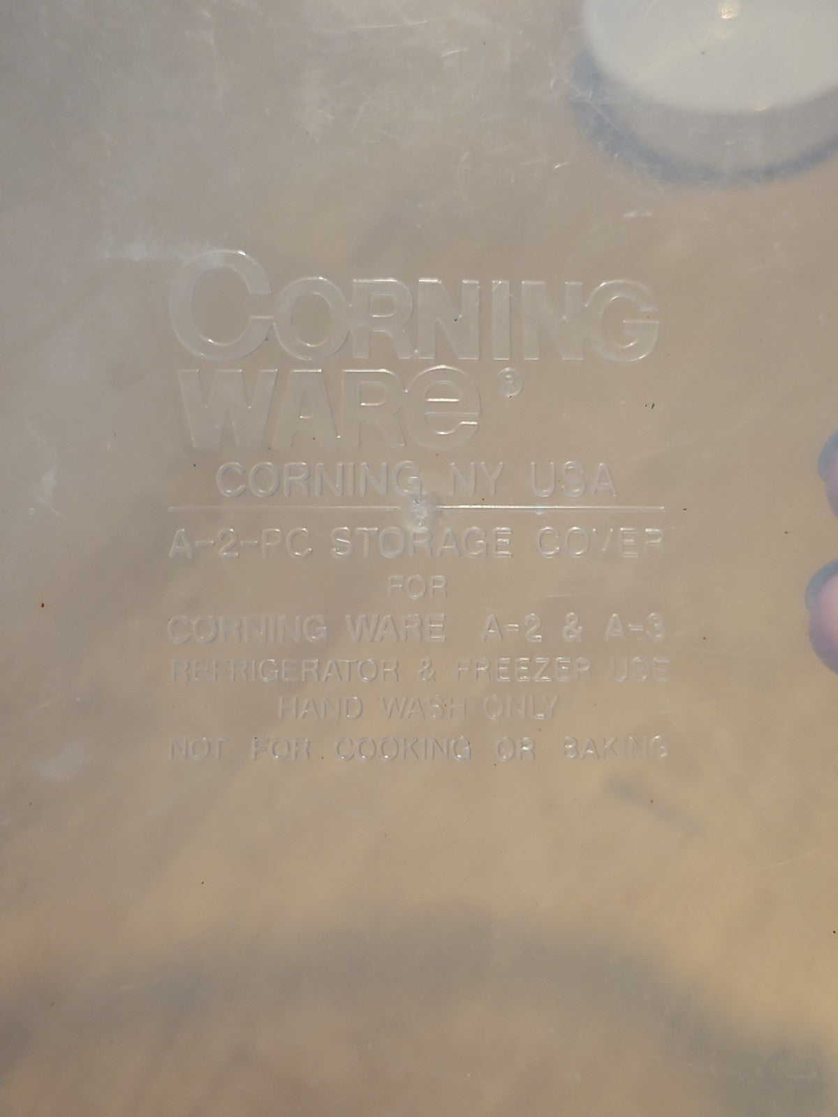 Corning Ware Sheer Soft Cover Plastic Replacement Lid A-2-PC For 2 qt./3qt. Dish