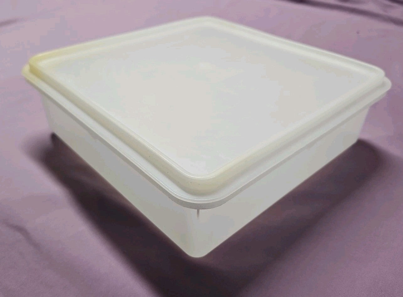 Vintage Tupperware Sheer 9" Square Stack and Store Container #514 W Lid #515