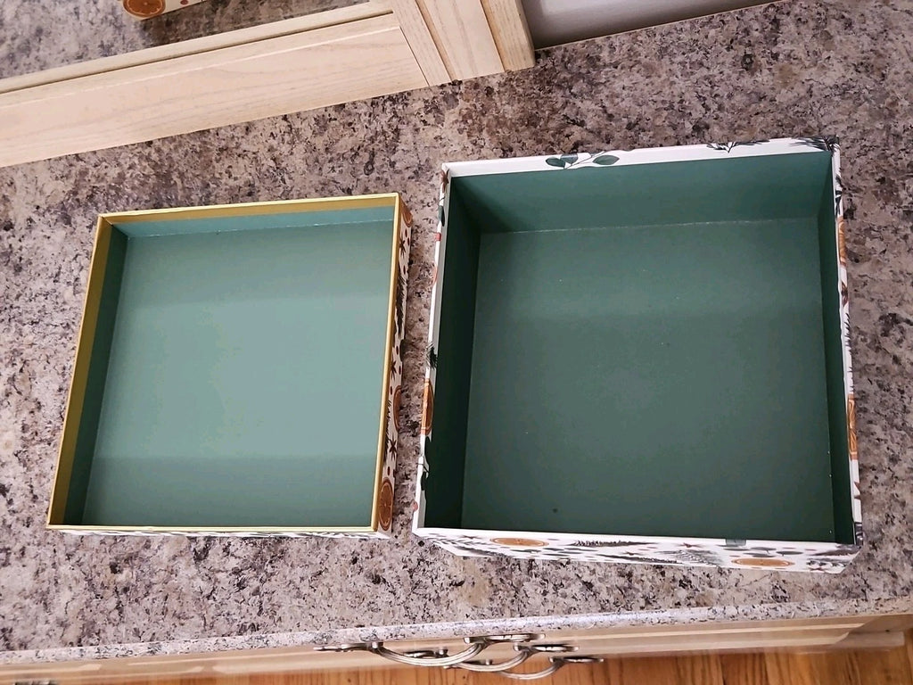 Lady Jayne Storage Box Citrus, Berry, Spice Greenery Holiday Theme 9"x9"x4"
