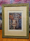 Framed & Matted Joyce Combs "Acropolis" Vase & Corinthian Column Print 13"x 16"