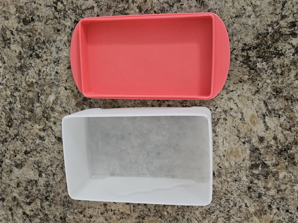 Tupperware Large Butter Dish 1 Pound Size #3391A Pink W Sheer Lid NWOT