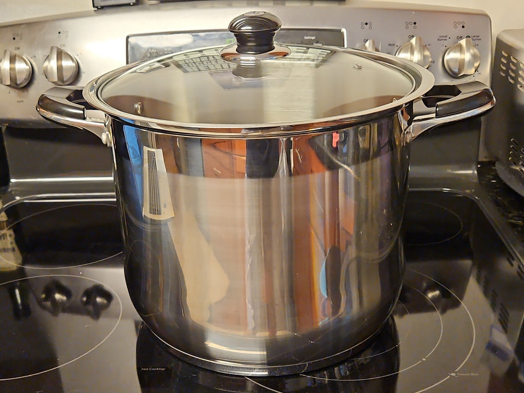 12qt Mega Cook Germany 18-10 Stainless Steel Stock Pot With Glass Lid