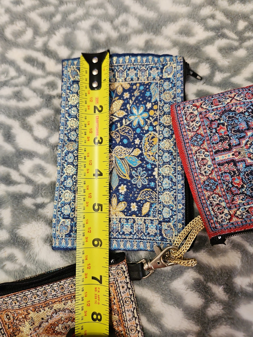 Set Of 3 Turkish Tapestry Carpet Style Zippered Clutch Coin Purses NWOT 2 Sizes